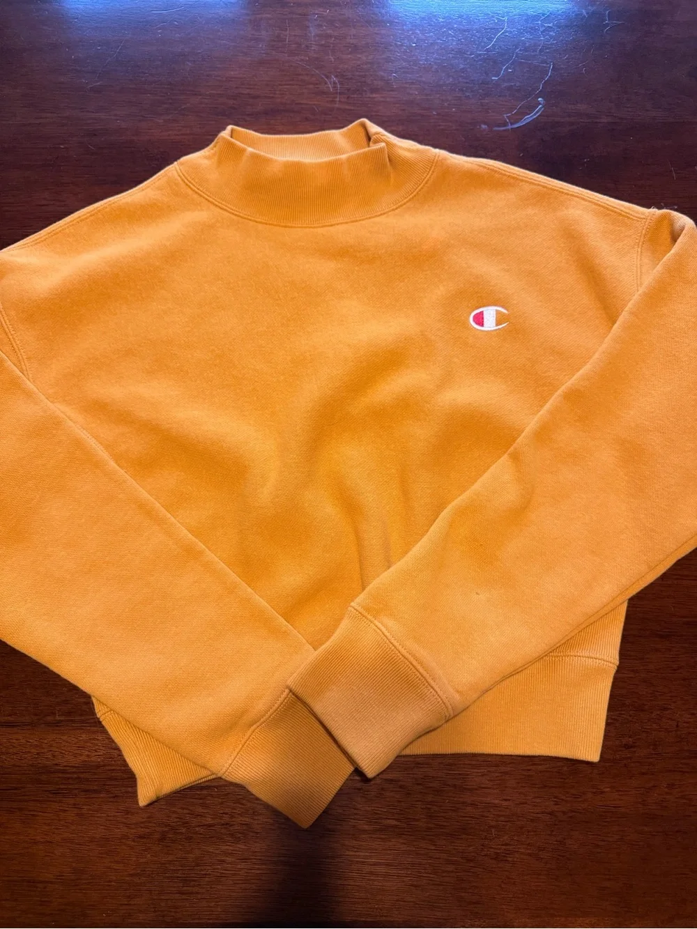 Champion Women's Mustard Mock Neck Sweatshirt